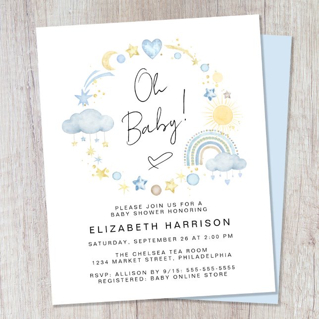 Budget Boho Rainbow Baby Boy Shower Einladung (Von Creator hochgeladen)