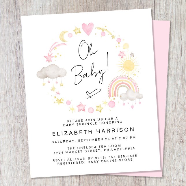 Budget Boho Rainbow Baby Girl Sprinkle Einladung (Von Creator hochgeladen)