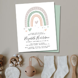 Budget Boho Rainbow Baby Shower Invitation