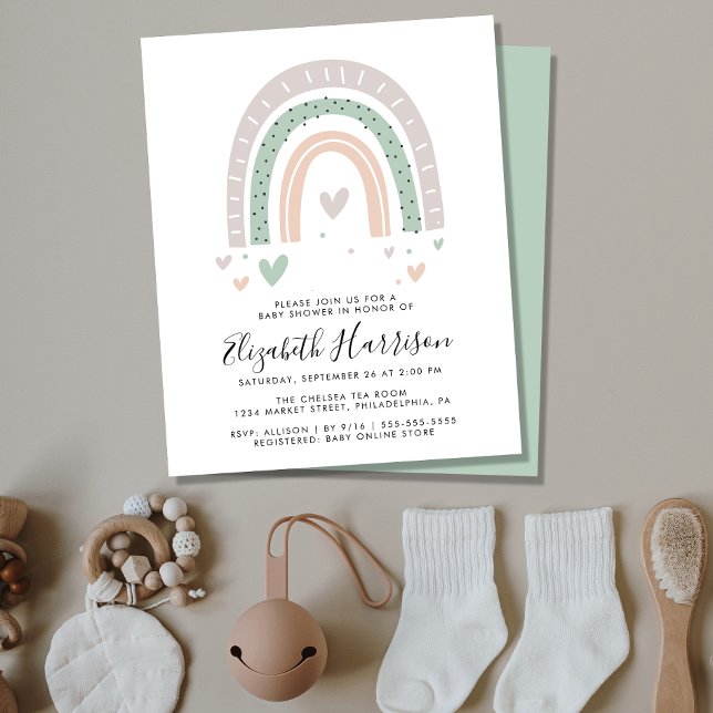 Budget Boho Rainbow Baby Shower Invitation (Von Creator hochgeladen)