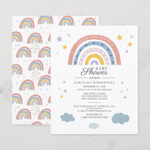 Budget Boho Rainbow Watercolor Script Baby Dusche