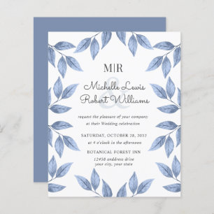 BUDGET Boho Rustic Dusty Blue Blätter Hochzeit