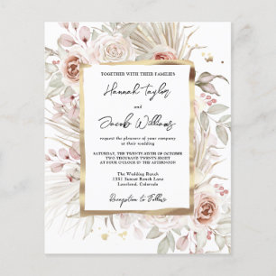 Budget Boho Rustic Floral Wedding Einladung