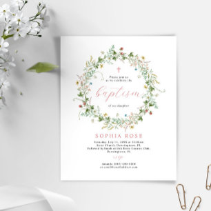 Budget Boho Rustische Wildblumen Taufe Einladung