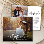 Budget Boho Script Heart 2 Foto Wedding Vielen Dan<br><div class="desc">Budget Boho Moderne Herz Typografie (zwei) 2 Foto Hochzeit Dankeschön Papier. Moderne Stilvolle Hochzeitsvorlage mit einem vollen vertikalen Foto auf der Vorderseite mit Overlay-Text "Danke" in einer handgeschriebenen Kalligraphie Swash Schwanz Schriftart-Drehbuch mit Liebe Herzmotiv in Weiß auf dem Bild. ***BEACHTE! *** BUDGET PAPIER/FLYER IST PAPIERTHIN. *** AKTUALISIEREN SIE DAS PAPIER...</div>