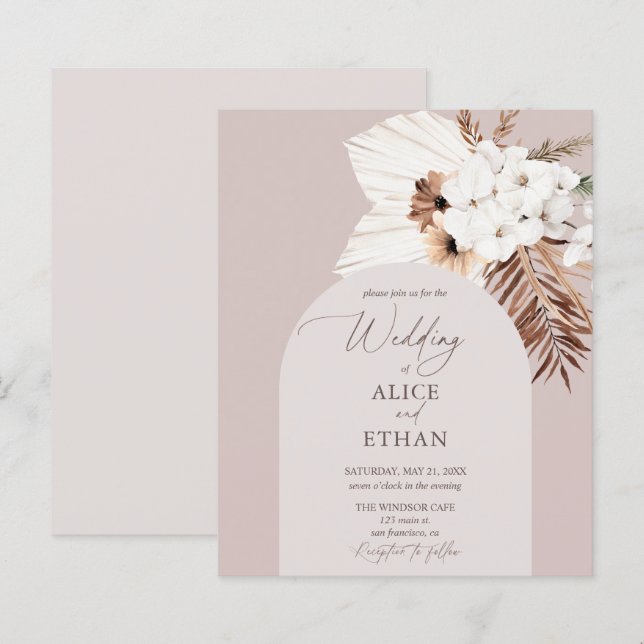 Budget Boho séché Palm Feuille Mariage (Devant / Derrière)