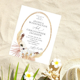 Budget Boho Strand Weiße Blumen Hochzeit Flyer
