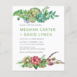 Budget Boho Sukkulente Kaktus Hochzeitseinladung