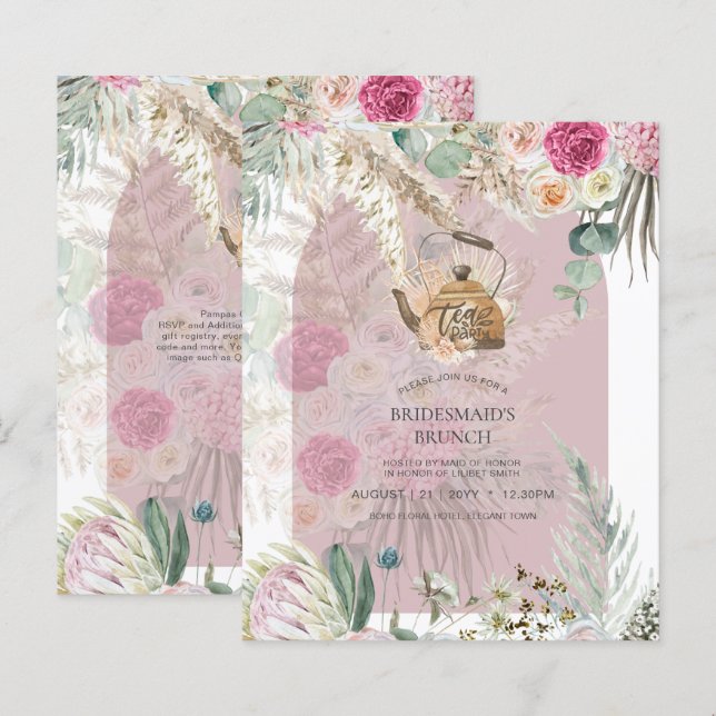 BUDGET Boho TEA PARTY Pampas Grass Brautparty (Vorne/Hinten)