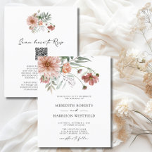 Budget Boho Terracotta Floral Wedding Einladung
