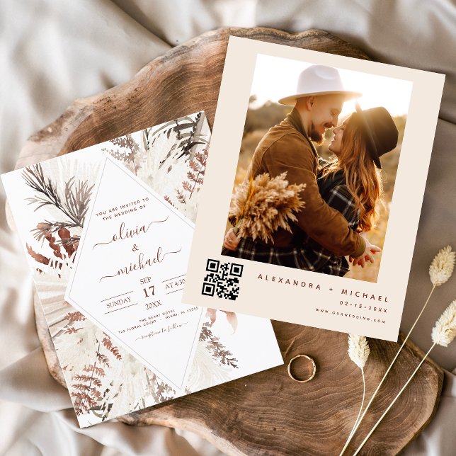 Budget Boho Terracotta Foto QR Code Wedding (Von Creator hochgeladen)