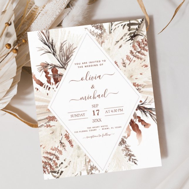 Budget Boho Terracotta Pampas Grass Beige Hochzeit (Von Creator hochgeladen)