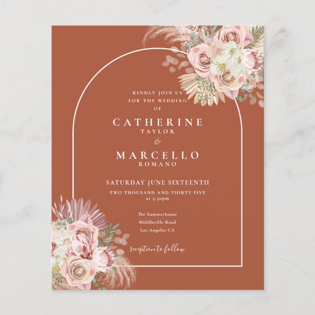 Budget Boho Terracotta Pampas Grass Wedding (Vorderseite)