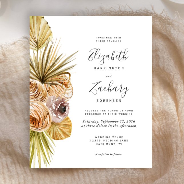 Budget Boho Tropical Wedding Einladung (Von Creator hochgeladen)