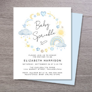 Budget Boho Watercolor Baby Boy Sprinkle Einladung