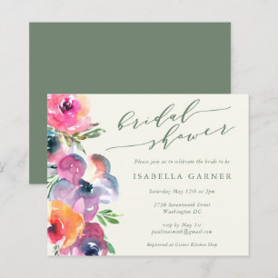Budget Boho Watercolor Blume Brautparty Einladung