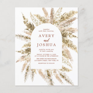 Budget Boho Watercolor Pampas Grass Wedding