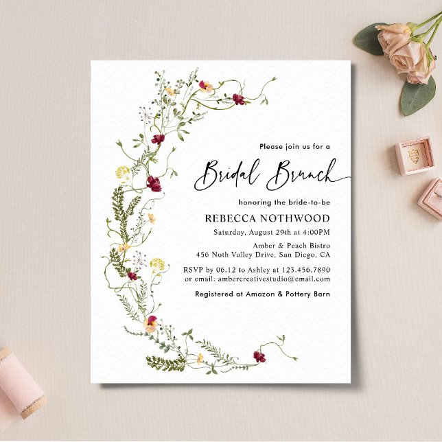 Budget Boho Wildblume Bridal Brunch Einladung (Von Creator hochgeladen)