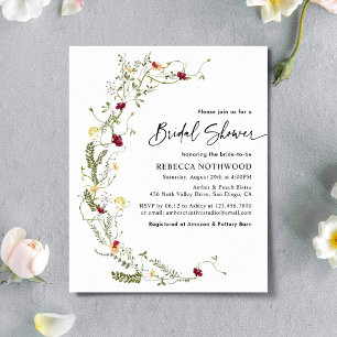 Budget Boho Wildblume Bridal Dusche Einladung
