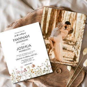 Budget Boho Wildblume Foto Hochzeit Einladung