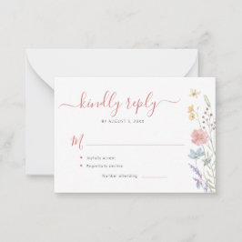 Budget boho Wildblume Hochzeit RSVP Mitteilungskarte