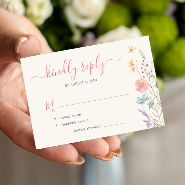 Budget boho Wildblume Hochzeit RSVP Mitteilungskarte (Von Creator hochgeladen)