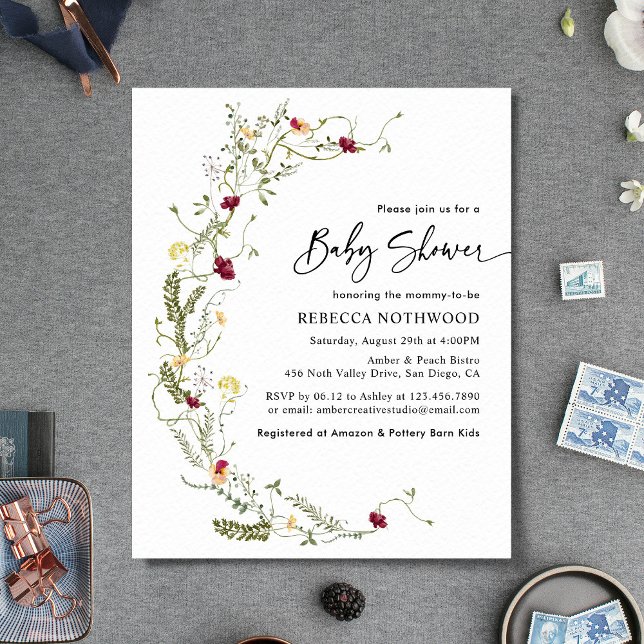 Budget Boho Wildblume Kinderdusche Einladung (Von Creator hochgeladen)