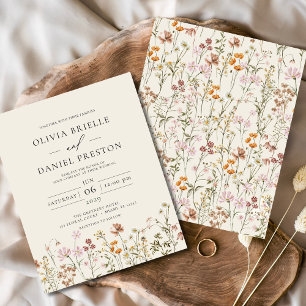 Budget Boho Wildblumen Beige Gartenhochzeit Flyer