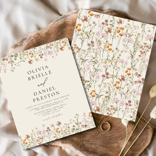 Budget Boho Wildblumengarten Hochzeits-Einladung Flyer