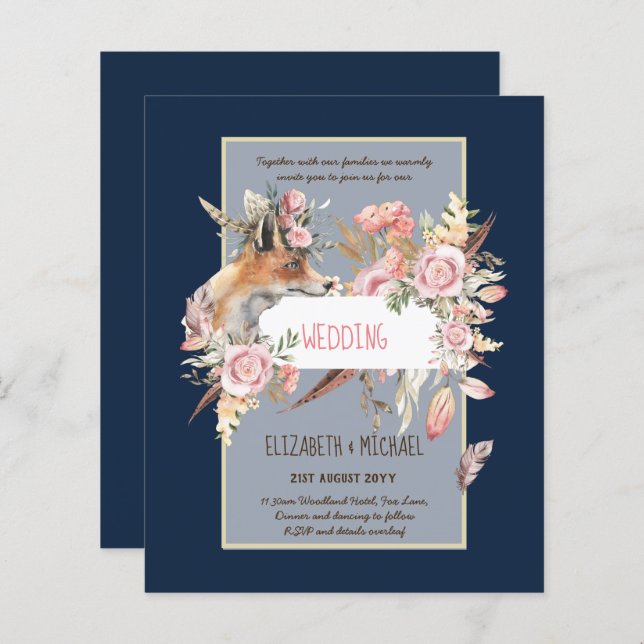 BUDGET Boho Woodland FOX Floral Wedding Modern (Vorne/Hinten)