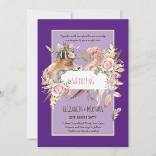 BUDGET Boho Woodland FOX Floral Wedding Modern Einladung
