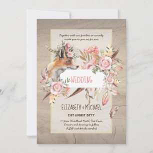 BUDGET Boho Woodland FOX Floral Wedding Modern Einladung