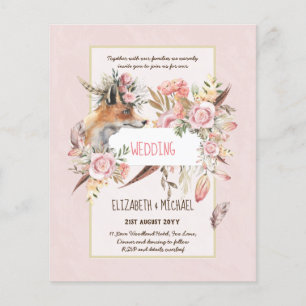 BUDGET Boho Woodland FOX Floral Wedding Modern Flyer