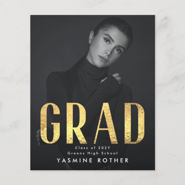 Budget Bold Gold Foil GRAD Foto Ankündigung Flyer (Vorne)