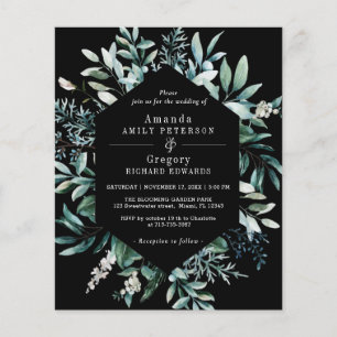 Budget Botanique Feuilles Mariage Black Invitation