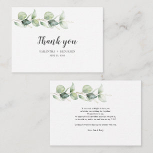 Budget Botanische Eukalyptus-Hochzeit Danke-Karte Mitteilungskarte
