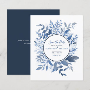 Budget Botanisches Blattwerk Navyblau Save the Dat