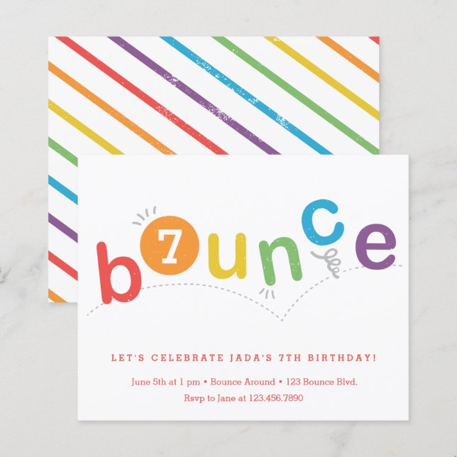 Budget Bounce Kids Age Birthday Party Einladung (Vorne/Hinten)