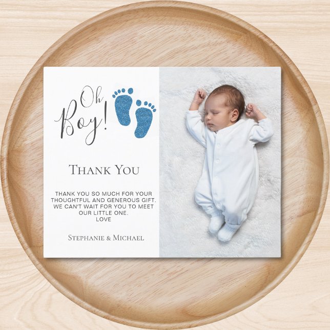 Budget Boy's Baby shower Photo Carte de remercieme (Créateur téléchargé)