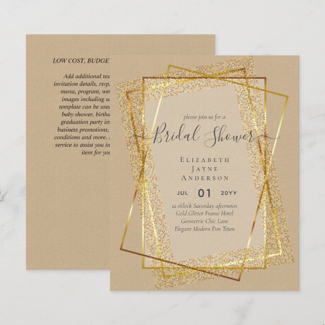 BUDGET BRAUTPARTY Glamour Gold Glitzer schick auss (Vorne/Hinten)