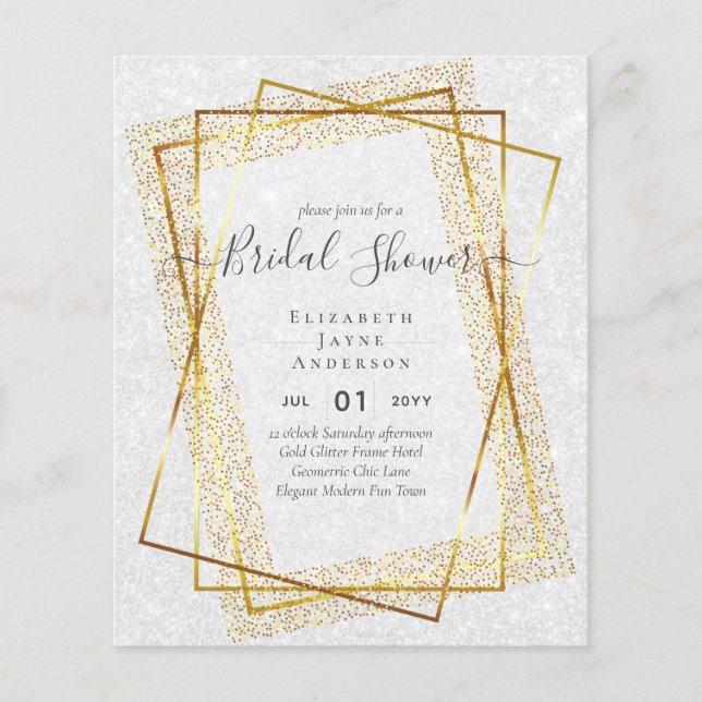 BUDGET BRAUTPARTY Glamour Gold Glitzer schick auss Flyer (Vorne)