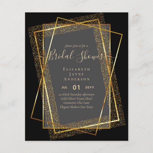 BUDGET BRAUTPARTY Glamour Gold Glitzer schick auss Flyer (Vorne)