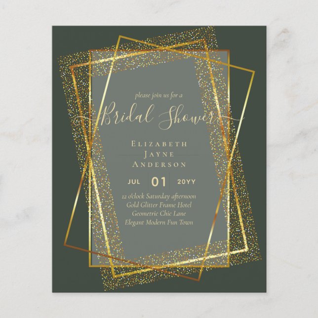 BUDGET BRAUTPARTY Glamour Gold Glitzer schick auss Flyer (Vorne)