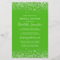 Budget Brautparty Glitzer Silver Green Einladung