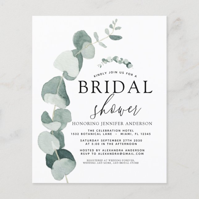 Budget Brautparty Greenery Eukalyptus (Vorderseite)