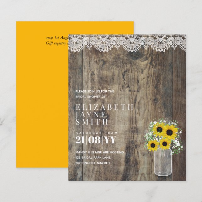 BUDGET-Brautparty lädt zu rustikalen Sonnenblumen  (Vorne/Hinten)