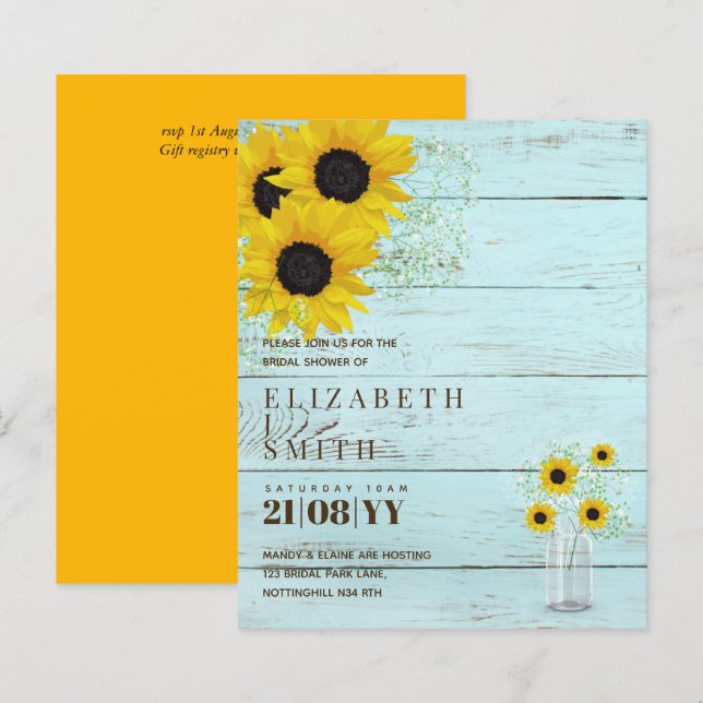 BUDGET-Brautparty lädt zu rustikalen Sonnenblumen  (Vorne/Hinten)