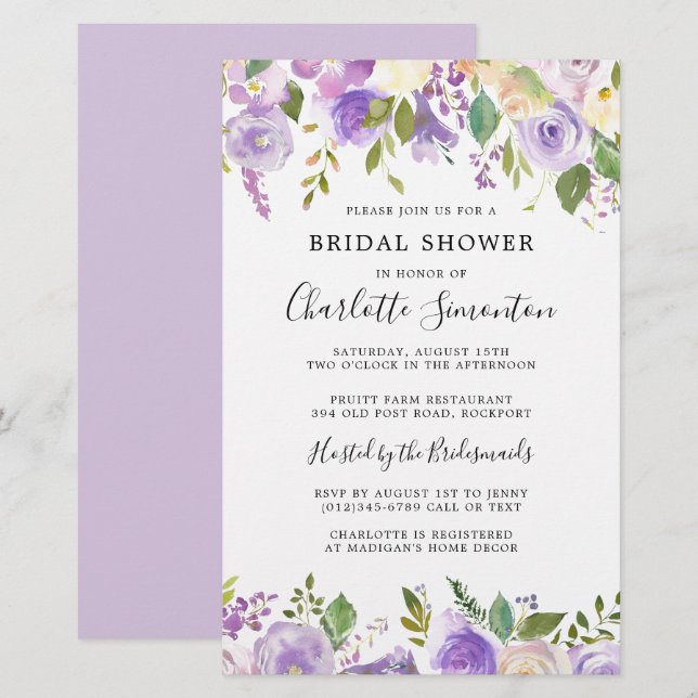 Budget Brautparty Lila Grünpflanzen Botanische (Vorne/Hinten)