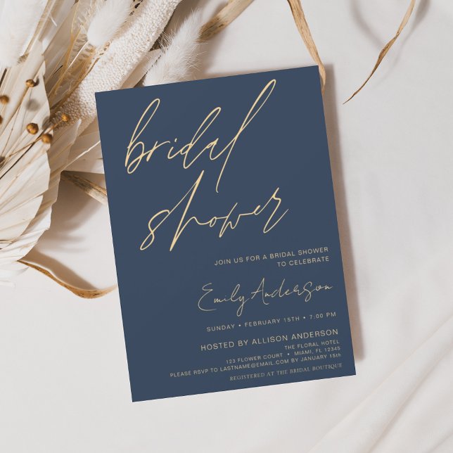 Budget Brautparty Navy Blue Script Minimalistisch (Von Creator hochgeladen)