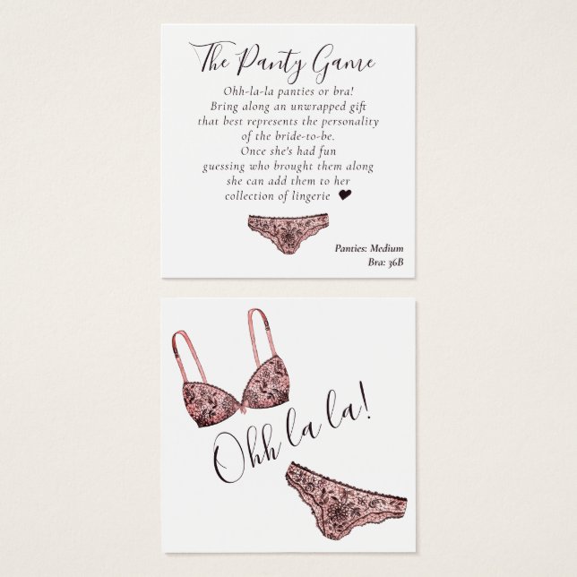 BUDGET Brautparty Panty Game Card (Vorne & Hinten)
